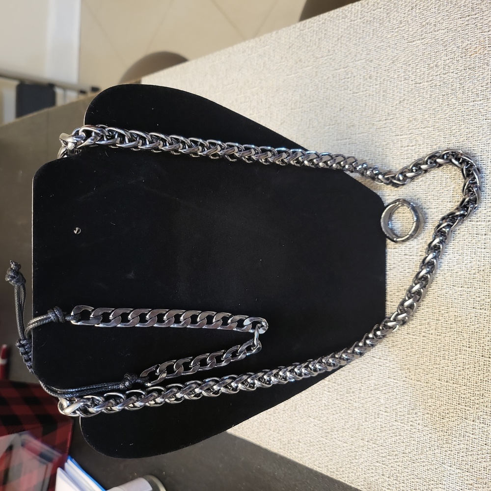 Mens Chain, Bracelet, Ring Set